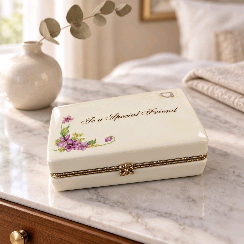 Porcelain Music Box Ardleigh Elliott To a Special Friend Dresser Trinket Box